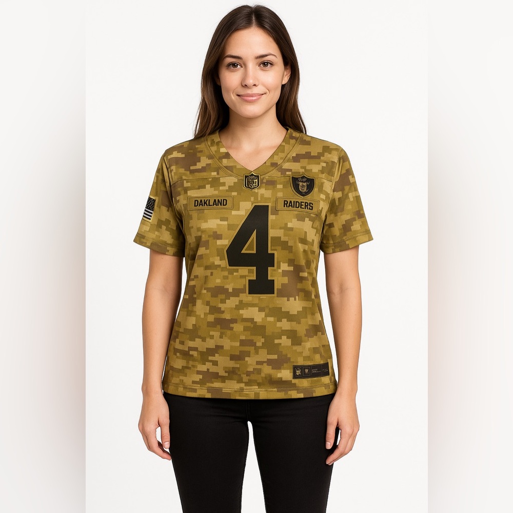Derek Carr #4 Oakland Raiders Salute to Service Camo Jersey